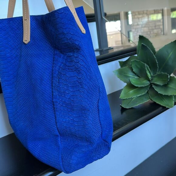 Kelsi Dagger Genuine Leather Royal Blue Tote Bag shoulder purse soft luxurious - Picture 6 of 10